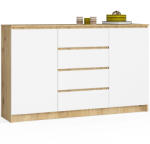 AKORD CLP Artisan Komód 160 Laminált Tölgy-Fehér 4 Fiókos