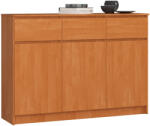 AKORD CLP Modern Komód Laminált Éger 3 Ajtós 3 Fiókos