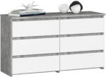 AKORD CL100 Laminált Fiókos Komód Beton/Fehér 6 Fiókkal