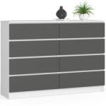 AKORD CLP K140 Modern Komód Laminált Fehér-Szürke 8-Fiókos