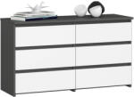 AKORD CL100 Modern 6-Fiókos Komód Laminált Grafitszürke-Fehér