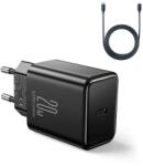 JOYROOM Travel Charger gyorstöltő, PD 20W, 1 m Type-C - Lightning kábellel, fekete (JR-TCF06) (JR-TCF06-BLK-02)