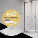H2O Comfort A íves, króm zuhanykabin 90x90 cm-es méretben + Nero A slim zuhanytálca 10901 (10901)