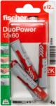 Fischer DuoPower kétkomponensű nylon dübel 12 x 60 K - csavar nélkül, bliszteres, 4 db/csomag (537654)