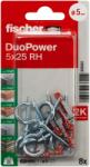 Fischer DuoPower kétkomponensű nylon dübel 5 x 25 RH K - körkampóval, bliszteres, 8 db/csomag (535012) - praktikuskft