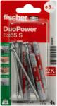 Fischer DuoPower kétkomponensű nylon dübel 8 x 65 S K - csavarral, bliszteres, 4 db/csomag (537664)