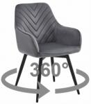  Scaun de masa rotativ NANA360 VELVET, gri inchis