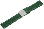  Karóra bőrszíj, zöld színű, fehér varrással, gyorskioldós, 75+115 mm / 22 mm (6427-9)