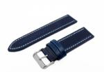  Karóra bőrszíj, varrott dizájn, kék ezüst színű, 75+115 mm/22 mm (6582-9)