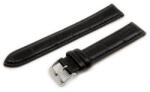  Karóra szíj, valódi bőr, fekete ezüst 75+115 mm/18 mm (6535-8)