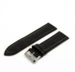  Karóra szíj, valódi bőr, fekete ezüst 75+115 mm/26 mm (6535-1)