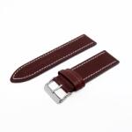  Karóra bőrszíj, varrott dizájn, barna ezüst színű, 75+115 mm/24 mm (6581-7)