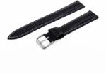  Karóra bőrszíj, sportos varrott dizájn, fekete ezüst színű, mérete 85+125/18 mm XL (6567-8)