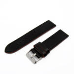  Karóra bőrszíj, varrott dizájn, fekete színű, 75+115 mm/22 mm (6557-9)