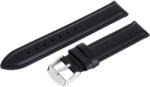  Karóra bőrszíj, fekete, varrott szélű, bélelt, 75+115 mm/18 mm (6546-8)
