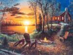 NORIMPEX - Puzzle Pictură cu diamant: Casă lângă lac 30x40 cm - 1 - 39 piese
