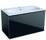 Geberit Set mobilier Geberit Acanto cu dulap baza 89x47.5cm cu un sertar sticla, negru mat + Lavoar 90x48cm, alb (500.642.01.2 + 500.612.16)