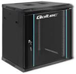Qoltec RACK szekrény 19" | 12U | 600 x 635 x 450 | Edzett üvegajtók | Fali | Acél ház | Zár | Fekete (54464)