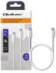 Qoltec USB 2.0 típusú C kábel | USB 2.0 típusú C 60W | QC 3.0 | PD | 1m | Fehér (52359)