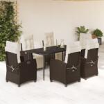 vidaXL Set mobilier de grădină cu perne, 7 piese, maro, poliratan (3212978)