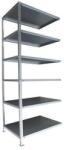 SCHULTE Lagertechnik Taranis fém polcállvány, hozzáépíthető, 250 x 100 x 30 cm, 980 kg, 6 polccal, ezüst