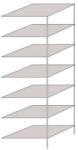 SCHULTE Lagertechnik Hathor fém polcállvány, kétoldalú, hozzáépíthető, 230 x 75 x 60 cm, 1 100 kg, 7 polc, világosszürke