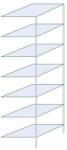 SCHULTE Lagertechnik Taranis fém polcállvány, hozzáépíthető, 300 x 75 x 80 cm, 600 kg, 7 polccal, ezüst