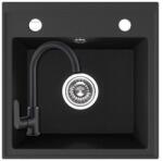 Laveo SRA_710BL - LAVEO Alena 50 mosogató 490X490 matt fekete + LAVEO matt fekete csaptelep szett (SRA_710BL)