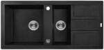Laveo SRB_731B - LAVEO Barbados 100 gyümölcsmosós dugókiemelős gránit mosogató 1000X480 matt fekete (SRB_731B)