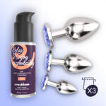 Crushious Análdugó szett Crushious - Bijou Wet Train Trio, kék kristállyal