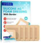 NOVA KISS Comprese Premium pentru Cicatrici din Spuma de Silicon cu Argint si Margine Adeziva, 5 buc, 10 cm x 10 cm