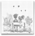  PontPöttyöző - Fiatal szerelem Méret: 50x50cm, Keretezés: Keret nélkül (csak a vászon), Szín: Kék