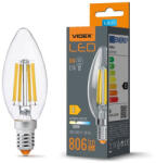 Videx LED izzó E14 C35 Gyertya 6W = 60W 806lm 3000K Meleg 360° FILAMENT Videx (VIDLED1305)