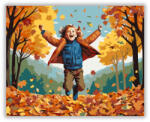  Gyermek és Őszi Falevelek - számfestő készlet