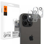 Apple Folie de protectie Camera spate Spigen Optik pentru Apple iPhone 15 Pro Max / 15 Pro, Sticla Securizata, Full Glue, Set 2 bucati, Transparenta