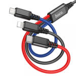 hoco. Cablu Incarcare USB-A - Lightning / microUSB / USB-C HOCO X76 3in1, 18W, 1m, Multicolor