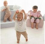 BabySteps Canapea confortabila pentru copii, cu buzunare, gri velvet by babysteps
