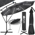 Tillvex Umbrela cu iluminare LED pentru gradina si terasa, Tillvex, Ø 350 cm, husa, 8 spite, rotire 360°, protectie UV 50+, poliester de 180 g/m2, manivela, antracit (TVSNS-021)
