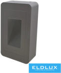 ELDLUX Lábazati LED lámpatest 12w 1000lm 3000k 120° IP65 szürke 160x90x36mm (ES62-GC)