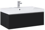 AREZZO design Alsó szekrény, AREZZO design MONTEREY 80 cm-es alsószekrény 1 fiókkal Matt fekete színben, szifon - mozaikkeramia