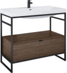 AREZZO design Alsó szekrény, AREZZO design NEBO alsószekrény 100 cm-es, 1 fiókkal, Lincoln dió, matt fekete (2 - mozaikkeramia