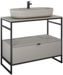 AREZZO design Alsó szekrény, AREZZO design NEBO alsószekrény 100 cm-es, 1 fiókkal, matt beige, matt fekete (2 d - mozaikkeramia