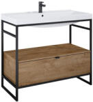 AREZZO design Alsó szekrény, AREZZO design NEBO alsószekrény 100 cm-es, 1 fiókkal, canela tölgy, matt fekete (2 - mozaikkeramia