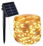  LED Fényfüzér Kültéri Napelemes 100 LED 11, 9 m Meleg Fehér Ip44 Alkonyérzékelővel Girlanda