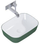 AREZZO design Reni pultra ültethető mosdó 46x33 cm, fényes fehér/matt zöld AR-146115 (AR-146115) - szaniteronline