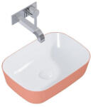 AREZZO design Reni pultra ültethető mosdó 46x33 cm, fényes fehér/matt terra pink AR-146110 (AR-146110) - szaniteronline