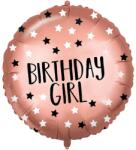 Procos Szülinapi fólia lufi - "Birthday Girl" felirattal, rózsaarany csillagos 46cm (92415)