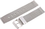  Karóra csat, acél, fonott (mesh) dizájn, ezüst színű, gyorskioldós, 18mm (7141-8)