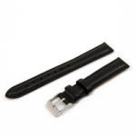 Karóra bőrszíj, fekete színű, varrott szélű, bélelt 70+110 mm/14 mm (6543-4)