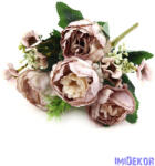  Peónia selyem csokor apró virággal 30 cm - Púder